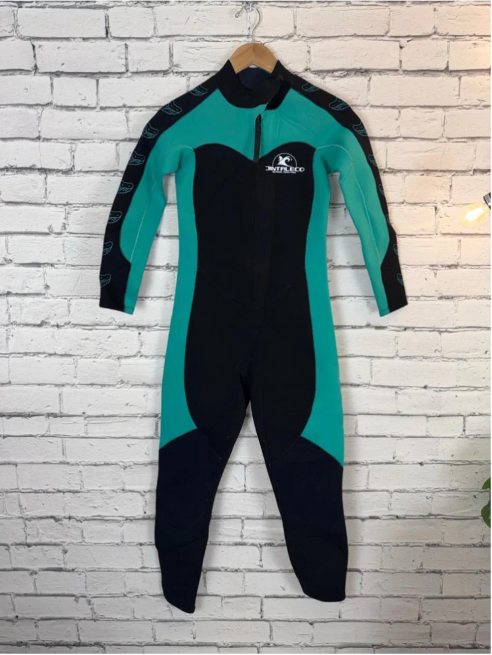 Women's Jintaleco Wetsuit One Piece Swimsuit Black Teal Neoprene Cold Water NWOT